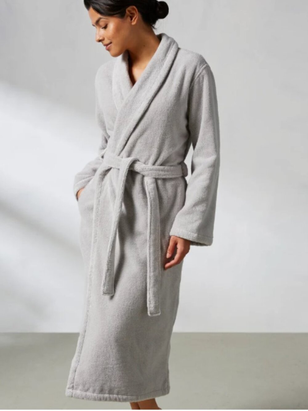 KASSATEX NEW YORK Turkish Cotton Robe in Light Grey S/M